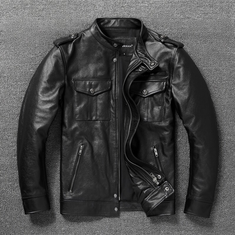 Riding Jacket Leather - Kurtki męskie ze skóry naturalnej, dopasowane,