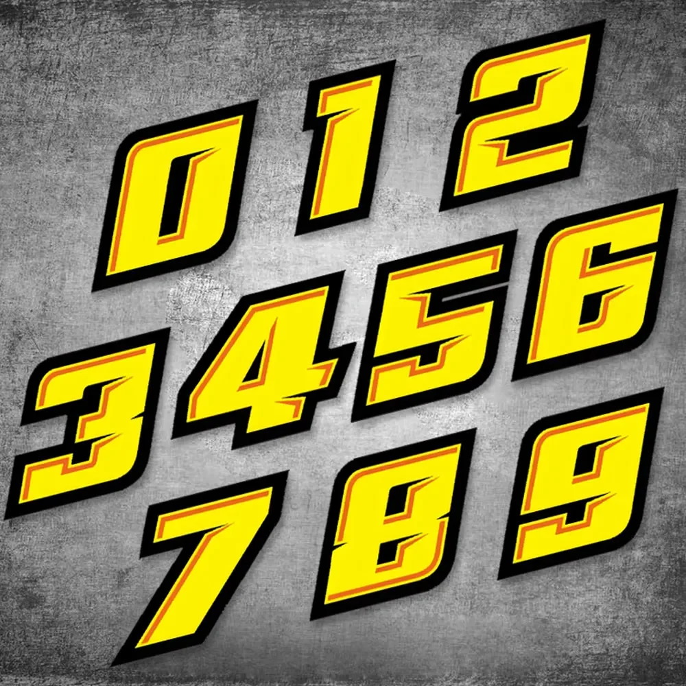 Motorcycle Gear Yellow - 0123456789 Żółty numer samochodu Naklejki motocyklowe