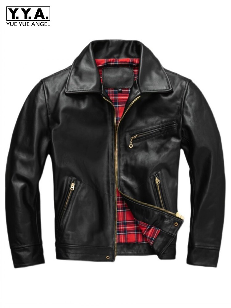 Riding Jacket Leather - Męska kurtka slim fit ze 100%