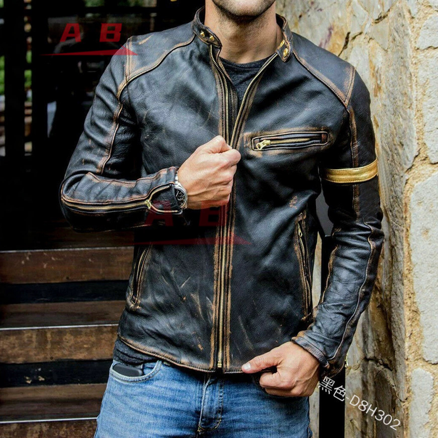 Riding Jacket Leather - Kurtka motocyklowa retro skórzana streetwearowa bluza