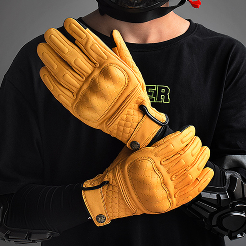 Retro Skórzane Rękawice Motocy – Motorcycle Gear Yellow recenzja i cena